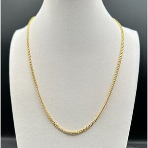 EVRY Gold Tone Flat Curb Link Chain Necklace Heart Tag 18 Inch Y2K